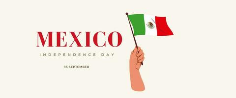 Mexique nationale journée bannière pour indépendance journée anniversaire. drapeau de Mexique et moderne géométrique rétro abstrait conception vecteur