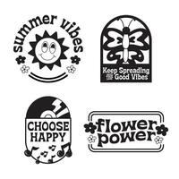 ensemble de rétro main tiré sensationnel badges hippie badges vecteur illustration