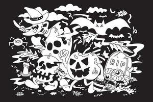 Halloween griffonnages illustration bien pour social médias contenu, impression base application et marchandise. vecteur