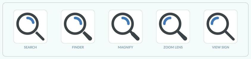 grossissant verre signe icône ensemble. chercher symbole ensemble eps10 - vecteur