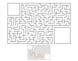 labyrinthe rectangulaire abstrait. jeu pour les enfants. casse-tête pour les enfants. énigme du labyrinthe. illustration vectorielle plane isolée sur fond blanc. avec réponse. avec place pour votre image. vecteur