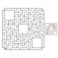labyrinthe carré abstrait. jeu pour les enfants. casse-tête pour les enfants. énigme du labyrinthe. illustration vectorielle plane isolée sur fond blanc. avec réponse. avec place pour votre image. vecteur