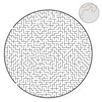 labyrinthe rond difficile. jeu pour enfants et adultes. casse-tête pour les enfants. énigme du labyrinthe. illustration vectorielle plane isolée sur fond blanc. avec réponse. vecteur