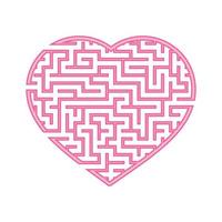 labyrinthe en forme de coeur de couleur. jeu pour enfants et adultes. trouver le bon chemin. casse-tête pour les enfants. énigme du labyrinthe. illustration vectorielle plane isolée sur fond blanc. vecteur
