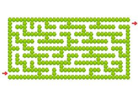 labyrinthe rectangulaire de couleur. jardin verdoyant en style cartoon. jeu pour les enfants. casse-tête pour les enfants. énigme du labyrinthe. illustration vectorielle plane isolée sur fond blanc. vecteur