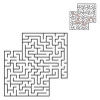 labyrinthe carré abstrait. jeu pour les enfants. casse-tête pour les enfants. énigme du labyrinthe. illustration vectorielle plane isolée sur fond blanc. avec réponse. avec place pour votre image. vecteur