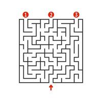 labyrinthe carré abstrait. jeu pour les enfants. casse-tête pour les enfants. trouver le bon chemin. énigme du labyrinthe. illustration vectorielle plane isolée sur fond blanc. vecteur