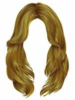 branché femme longue Cheveux brillant Jaune couleurs.beauté mode . réaliste graphique 3d vecteur