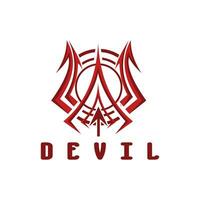 professionnel logo démon, diable, Satan, monstre. Halloween art dans une plat style. sport mascotte, e-sports étiqueter. vecteur illustration.