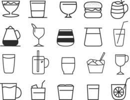 jeu d'icônes d'alcool et de cocktails. collection d'icônes Web linéaires simples telles que verres, spiritueux, bière, bar, champagne, whisky, vin, etc. trait vectoriel modifiable.