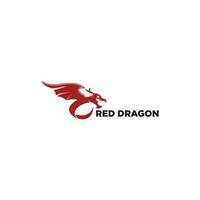 rouge dragon logo. dragon avec ailes rouge silhouette. vecteur illustration