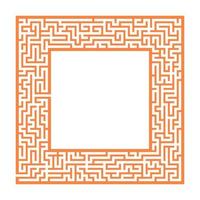 cadre de labyrinthe carré de couleur sophistiquée. jeu pour enfants et adultes. casse-tête pour les enfants. une entrée, une sortie. énigme du labyrinthe. illustration vectorielle plane. avec place pour votre image. vecteur