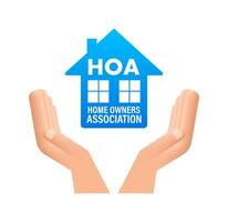 hoah - Accueil propriétaires association. maison icône, étiqueter. vecteur Stock illustration