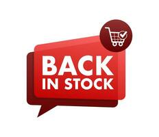 retour dans Stock étiqueter. en ligne achats promotion. achats Chariot. vecteur Stock illustration.