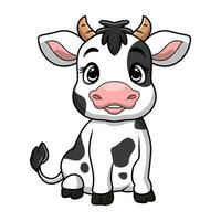 mignonne peu vache dessin animé sur blanc Contexte vecteur