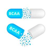 bcaa - ramifié chaîne aminé acide capsule. bcaa supplément. des sports nutrition. vecteur Stock illustration.