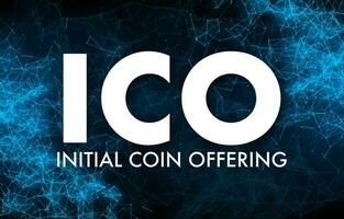 ico, initiale pièce de monnaie offre. ico jeton production processus. vecteur Stock illustration.