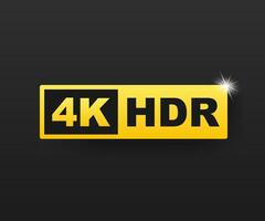 4k ultra HD symbole, haute définition 4k résolution marquer, hdr. vecteur Stock illustration.