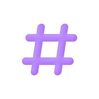 Illustration vectorielle 3d réaliste du symbole hashtag. vecteur