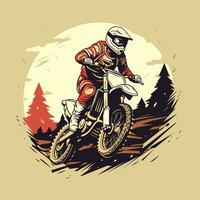 Extérieur aventure avec motocross cavalier - vecteur graphique