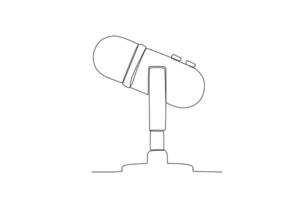 un continu ligne dessin de microphone ro record une Podcast vecteur