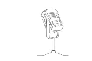 un continu ligne dessin de rétro microphone vecteur