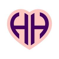 logo h cœur monogramme 2 des lettres alphabet Police de caractère l'amour logo Valentin logotype broderie vecteur