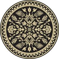 vecteur or et noir rond turc ornement. ottoman cercle, anneau, Cadre