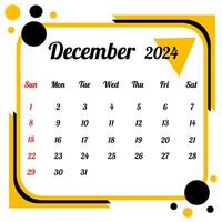 décembre 2024 calendrier vecteur