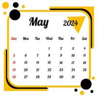 mai 2024 calendrier vecteur