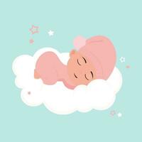 bébé fille endormi sur une nuage vecteur illustration graphique
