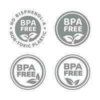 bpa gratuit Plastique emballage vecteur autocollant. bpa gratuit, non toxique cercle étiquette avec feuille.