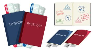 Set de passeports et carte d&#39;embarquement vecteur