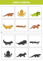 trouver ombres de mignonne australien animaux. cartes pour enfants. vecteur