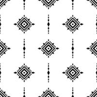 tribal vecteur sans couture aztèque répéter modèle. abstrait ethnique géométrique art impression conception pour textile modèle, tissu, rideau, chemise, Cadre. noir et blanc couleurs.
