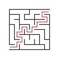 un labyrinthe carré pour les enfants. le jeu est un mystère. une simple illustration vectorielle à plat sur un fond blanc. avec la réponse. vecteur