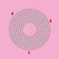 labyrinthe rond abstrait. jeu pour les enfants. casse-tête pour enfants. plusieurs entrées, une sortie. énigme du labyrinthe. illustration vectorielle plane simple isolée sur fond de couleur. avec place pour votre image. vecteur