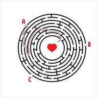 labyrinthe rond noir. jeu pour les enfants. casse-tête pour enfants. plusieurs entrées, une sortie. énigme du labyrinthe. illustration vectorielle plane simple isolée sur fond blanc. avec place pour votre image. vecteur