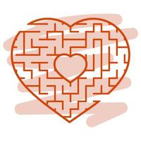 labyrinthe en forme de coeur de couleur. jeu pour enfants et adultes. casse-tête pour les enfants. énigme du labyrinthe. illustration vectorielle plane isolée sur fond blanc. concept de recherche d'amour. vecteur