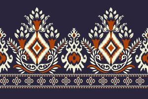 ikat floral paisley broderie sur foncé violet background.ikat ethnique Oriental modèle traditionnel.aztèque style abstrait vecteur illustration.design pour texture, tissu, vêtements, emballage, décoration, sarong