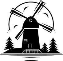 Moulin à vent - minimaliste et plat logo - vecteur illustration