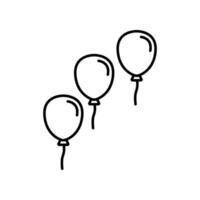 ballon anniversaire ligne icône style. Trois des ballons concept de Valentin jour, anniversaire, récréatif, des loisirs parc article, festival, jouet. vecteur illustration. conception sur blanc Contexte. eps dix