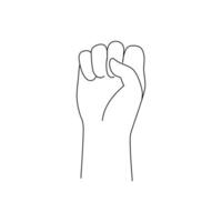 isolé main geste poing en haut. vecteur illustration noir et blanche. main élever avec serré poing.