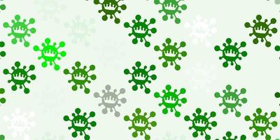 modèle vectoriel vert clair avec des éléments de coronavirus.