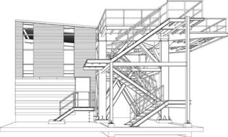 3d illustration de industriel bâtiment vecteur