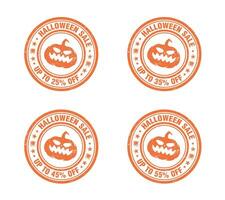 Halloween vente Orange grunge timbre ensemble. vente 25, 35, 45, 55 pour cent off.eps vecteur