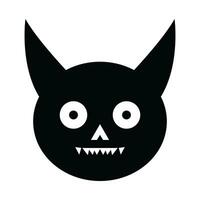 noir terrifiant chat visage vecteur icône - effrayant félin illustration