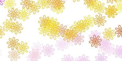 texture de doodle vecteur rose clair, jaune avec des fleurs.