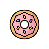 Donut dessin animé vecteur icône illustration. nourriture et boisson icône concept isolé prime vecteur. plat dessin animé style