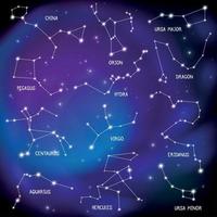 carte du ciel constellations fond illustration vectorielle vecteur